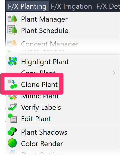 F/X Plant menu